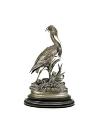 Jules Moigniez, gilt patinated bronze model of a heron, gilt patinated bronze