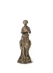Paul Duboy, patinated bronze figure of a classical maiden, patinated bronze