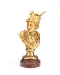 late 19th century French gilt bronze bust of Hermes by Jean-Jules Salmson, gilt bronze, sold Dec 2016