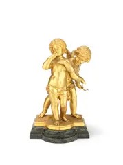 gilt bronze figural group of two putti by Ernest Rancoulet, gilt bronze, sold Dec 2016