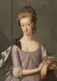 German School, Portrait of a lady in a purple dress, oil on canvas