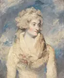 Portrait of a lady in a white dress by English School, oil on canvas, offered Dec 2016