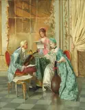 The music lesson by Italian School, oil on canvas, sold Dec 2016