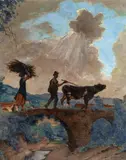 Francois-Charles Baude, 'Scene champêtre en Ligurie'