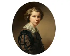 Anton Einsle, Portrait of a girl, oil on canvas, oval
