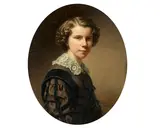 Anton Einsle, Portrait of a girl, oil on canvas, oval