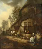 A street scene by Dutch School, oil on panel, sold Dec 2016