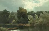 Alfred de Breanski Snr, The silvery Thames at Ditton, oil on canvas
