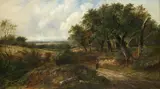 Joseph Thors, Figure on a path through trees, oil on canvas