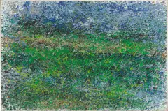 Gerda Lepke, Flusslandschaft, 1990, Öl auf Leinwand, mit Künstlerleiste