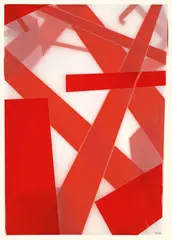 Beat Zoderer, Faltung, 2002, Folge von 8 Unikaten: Klebefolie in acht Farbvarianten, jeweils auf nach hinten gefaltetem Transparentpapier