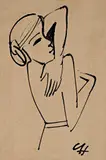 Mädchen mit Hand auf der Schulter by Karl Hofer, Um 1923, Tuschfeder auf Bütten, sold May 2008