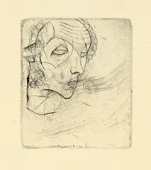 Selbstbildnis by Egon Schiele, 1914, Kaltnadel auf festem Velin, sold May 2008