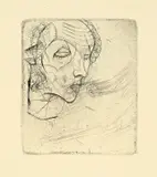Egon Schiele, Selbstbildnis, 1914, Kaltnadel auf festem Velin