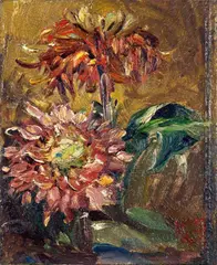 Chrysanthemen by Kurt Schwitters, 1946, Öl auf Pappe, sold May 2011
