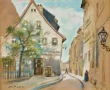 Otto Nagel, Gasthaus ,Nußbaum', 1940, Pastell auf braunem Papier