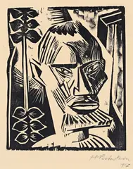 Eibedul (Aus: Köpfe) by Max Pechstein, 1917, Holzschnitt auf chamoisfarbigem Velin, sold Dec 2012