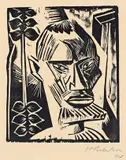 Max Pechstein, Eibedul (Aus: Köpfe), 1917, Holzschnitt auf chamoisfarbigem Velin
