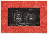 Georg Baselitz, Rote Schwestern / Aman, 1994, Farbholzschnitt auf Japanbütten