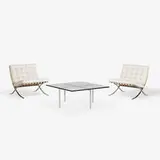 Pair of Barcelona chairs and coffee table by Ludwig Mies van der Rohe, KnollStudio, sold Sep 2019