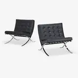 Pair of Barcelona chairs by Ludwig Mies van der Rohe, Knoll, sold Sep 2019