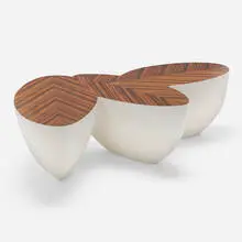 Wendell Castle Collection, Sizzle 3 Pod, c. 1998, painted fiberglass, lacquered zebrawood veneer