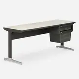 Action Office desk by George Nelson & Associates, aluminum, powder-coated steel, laminate over plywood, plastic, rubber, sold Sep 2024