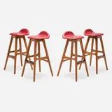Erik Buck, Stools model OD61, set of four, c. 1964, teak, rosewood, leather upholstery