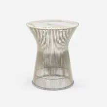 Occasional table by Warren Platner, chrome-plated steel, marble, sold Sep 2024