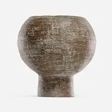 Small footed bowl by Modern, glazed stoneware with engobe decoration, sold Aug 2024
