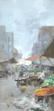 Oscar Ricciardi, Street market, Naples, a pair, one signed and inscribed 'Ricciardi/Napoli' (lower left); the other signed 'Ricciardi' (lower left), oil on board