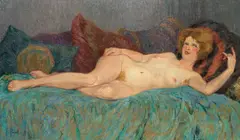 Fernand Pinal, Reclining nude, oil on canvas