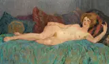 Fernand Pinal, Reclining nude, oil on canvas