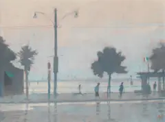 Derek Mynott, Venice from the Lido, oil