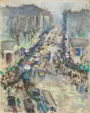 Paul Paeschke, Der Leipziger Platz mit Blick in die Leipziger Straße, Pastell auf Karton