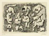 Willi Baumeister, Salomé und der Prophet, 1946, Original-Kartonmappe mit 12 Lithographien, davon 3 koloriert, jeweils auf Papier