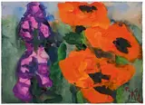 Klaus Fußmann, Rittersporn und Mohn, 1994, Gouache, Aquarell und Tuschpinsel auf Papier (aus einem Skizzenblock)