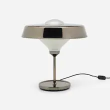 Studio Bbpr, Table lamp, c. 1965, black chrome-plated steel and brass, cut glass