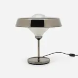 Studio Bbpr, Table lamp, c. 1965, black chrome-plated steel and brass, cut glass