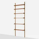 attribution Pierluigi Spadolini, Wall-mounted shelving unit, c. 1956, Italian walnut, brass
