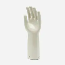 Hand glove display by Hall China Company, 1989, glazed porcelain, sold Aug 2024