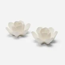Lotus candle holders, pair by Contemporary, glazed porcelain, sold Aug 2024