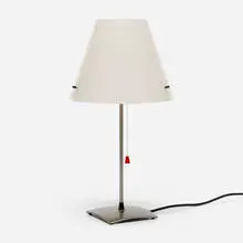 Itaca table lamp by Örni Halloween, c. 1985, nickel-plated steel, plastic, sold Aug 2024
