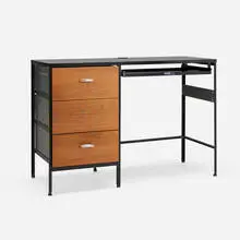 Steelframe desk, model 4117A by George Nelson & Associates, walnut, lacquered steel, lacquered wood, laminate, chrome-plated metal, sold Aug 2024