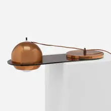 Raymor, Piano lamp, c. 1970, copper-plated steel, acrylic
