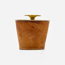 Carl Auböck, Tobacco tin, model 3617, 1940, brass, leather
