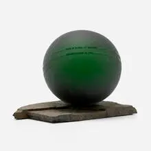 Jeff Crandall, TransPire (from the Spheres of Influence series), c. 1995, blown, sandblasted and acid-etched glass on bluestone slate base