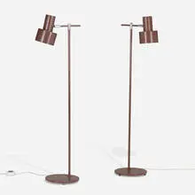 Jo Hammerborg, Junior floor lamps, pair, 1969, lacquered steel, chrome-plated metal