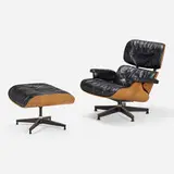 Charles and Ray Eames, 670 lounge chair and 671 ottoman, rosewood, leather, enameled and brushed aluminum