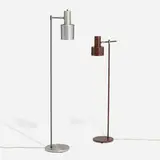 Jo Hammerborg, Studio floor lamps, set of two, 1967, lacquered steel, brushed aluminum, chrome-plated metal